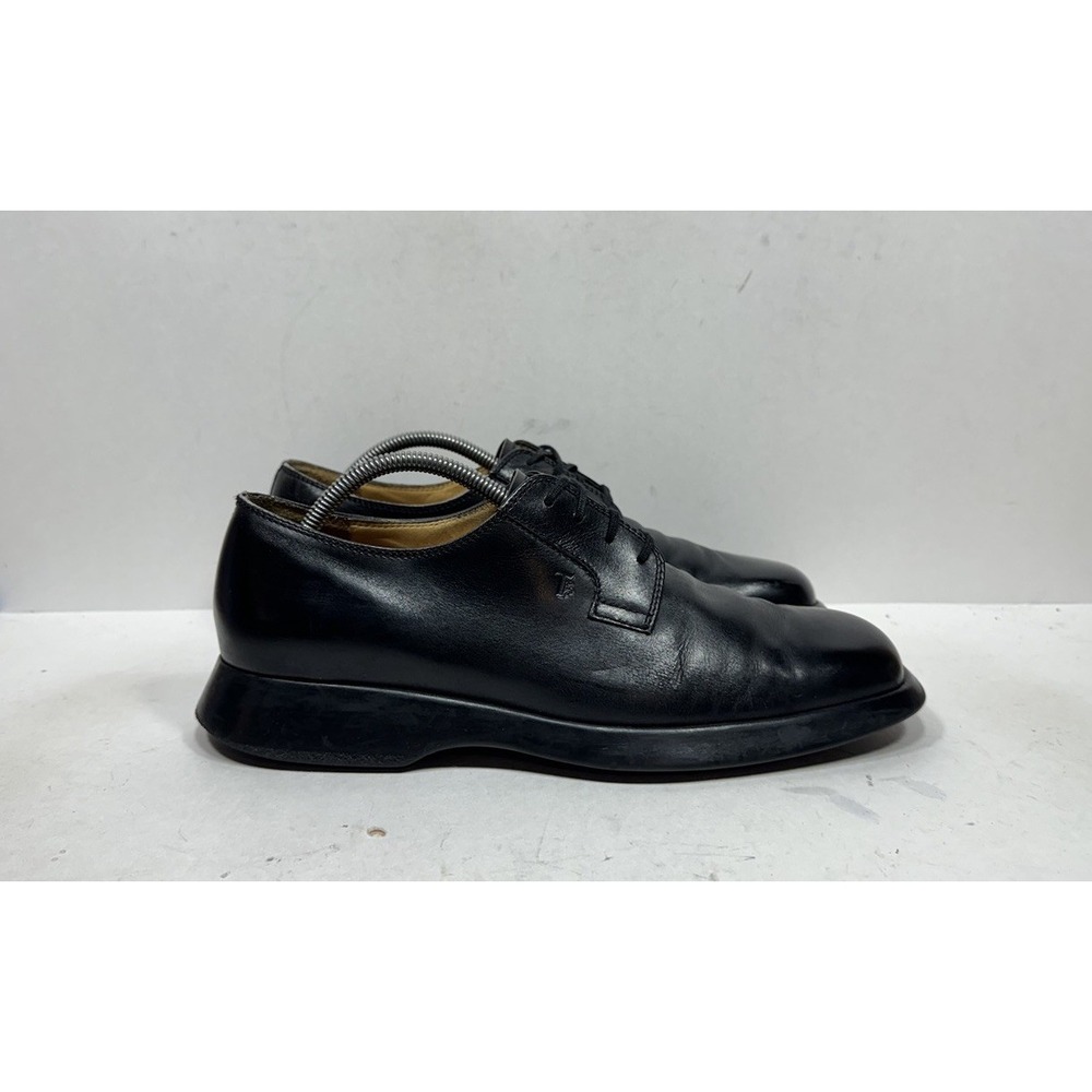 Tod's Plain Toe Blucher Dress Shoes Black Men's Size 10 US / 9 Made In Italy